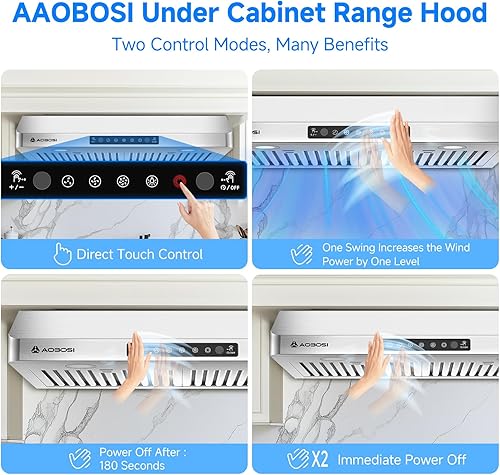 Miniatura 3 de AAOBOSI Campana extractora de 30 pulgadas debajo del gabinete, detección de gestos de 700 CFM, control táctilactualización del motor de bajo ruido,