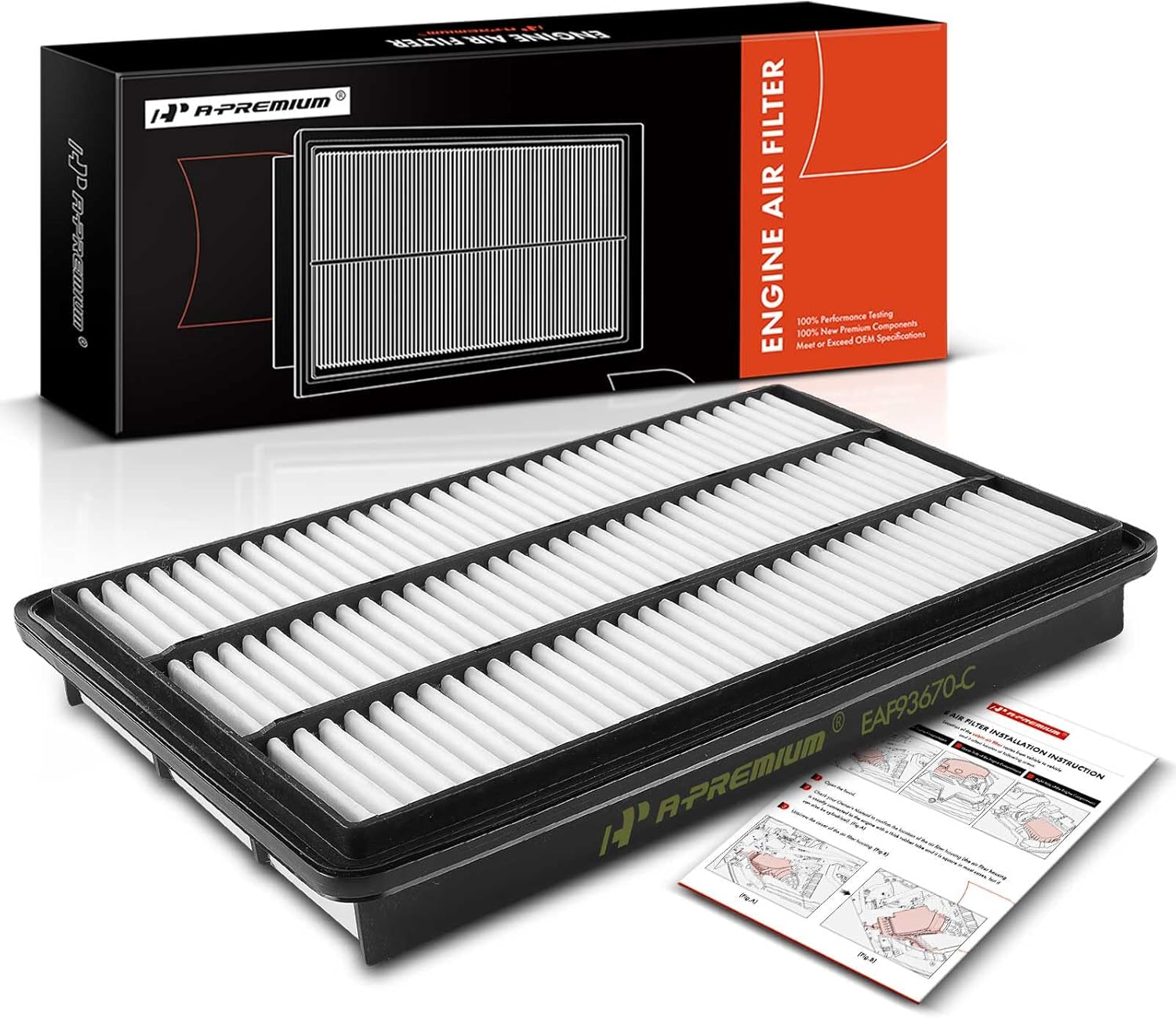 A-Premium Engine Air Filter Compatible with Mitsubishi Montero 2001-2002 3.5L, Montero 2003-2006 3.8L, Replace# MR404847, MR404849