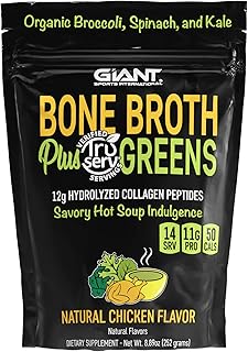 Giant Sports Bone Broth Collagen Plus Greens | Organic Super Greens Powder + Delicious Collagen Protein Powder Mix | Paleo...