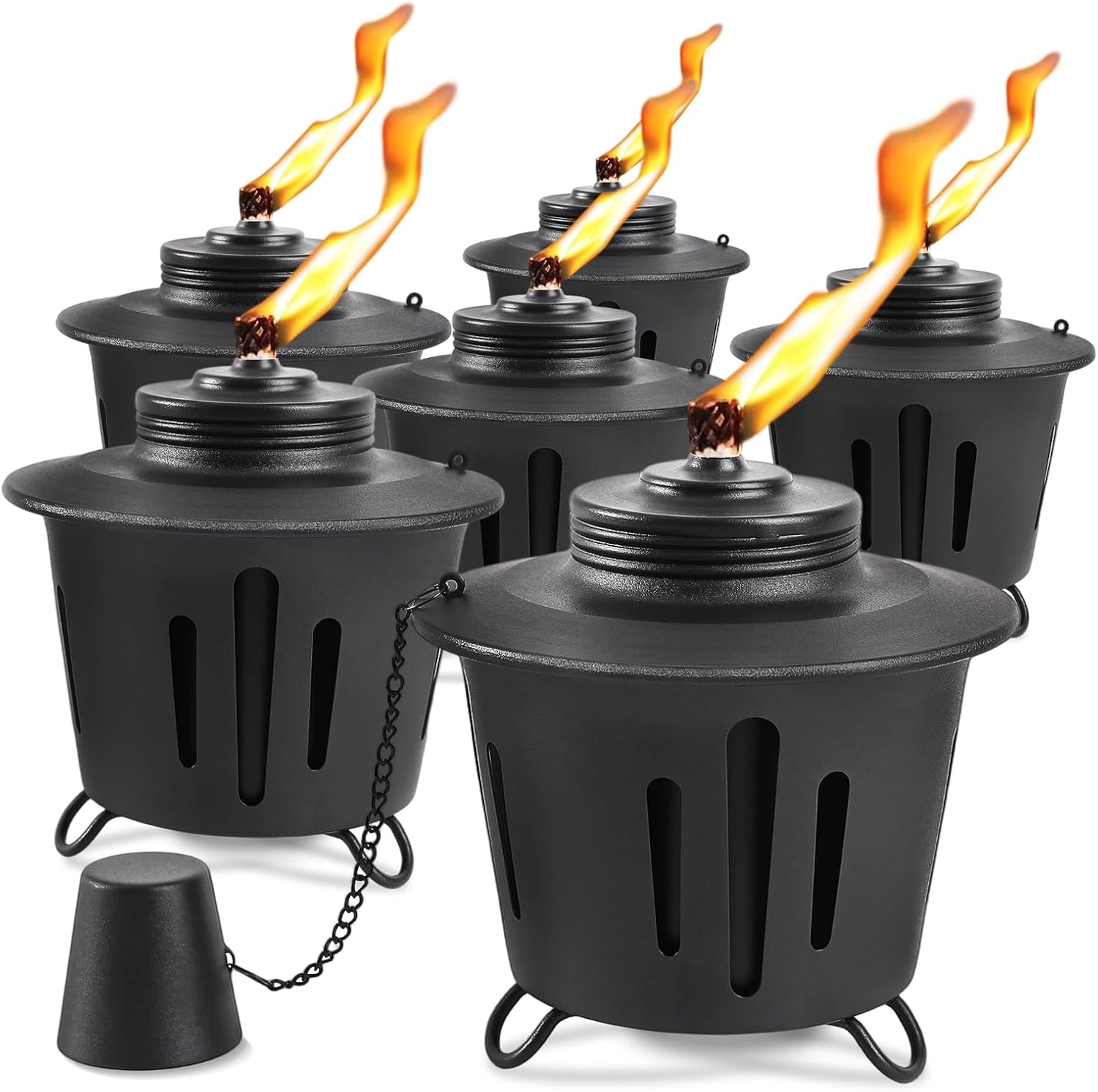 4 Pack Citronella Table Top Torches, 15oz Mini Fire Pit Tabletop Torch for Outside, Metal Tabletop Flame Torch Includes Long Lasting Wick and Snuffer for Yard, Patio, Deck, Garden, Party