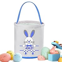 Vista 7 de Cestas de Pascua personalizadas para niños y niñas, cesta de conejo de Pascua Touber, cesta de Pascua personalizada con asa, cestas de caza