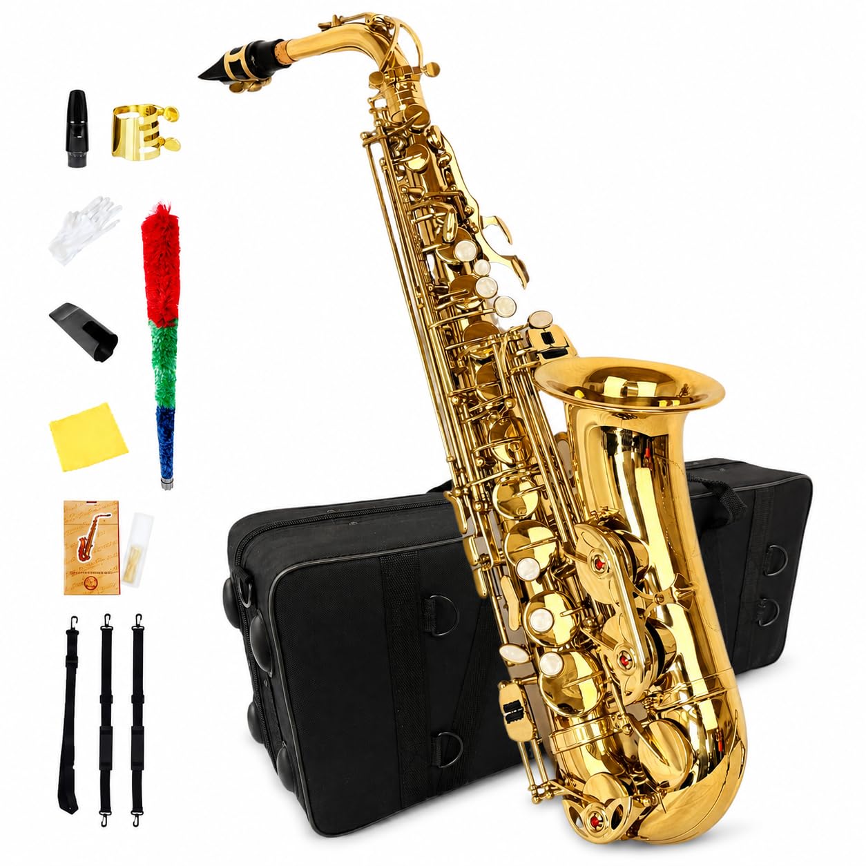 アルトサックス 本体 ケース付き ゴールドラッカー Amazon | アルトサックス 11点セット E Saxophone ゴールドラッカー