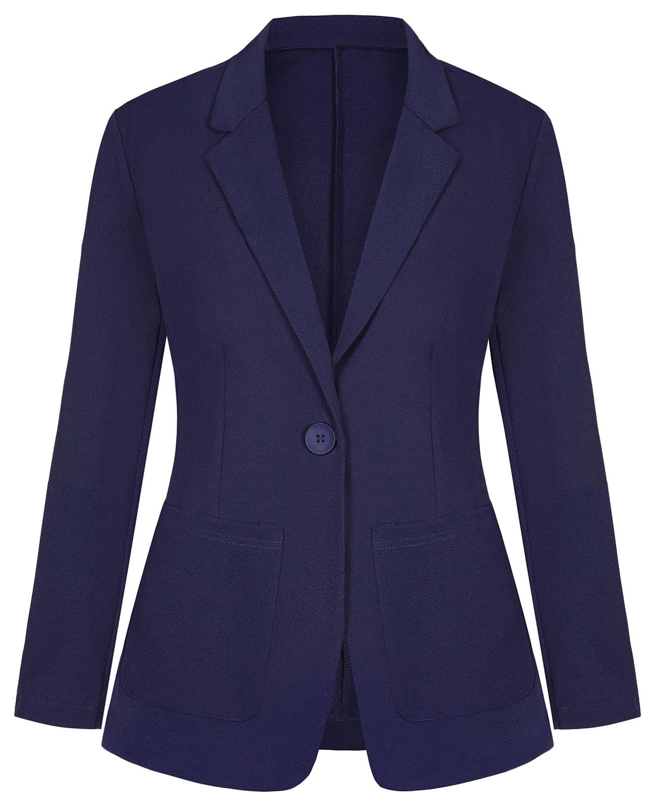 Womens Blazers Suit Jackets Button Front Notched Lapel Jacket Long Sleeve Blazers Casual Workwear with Pockets Navy Blue
