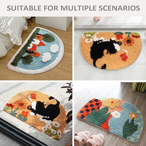 Miniatura 3 de Tapete de baño medio redondo, absorbente, tapete de baño, ducha, súper suave, tapete de entrada de dormitorio, alfombra de puerta de cocina, tapete