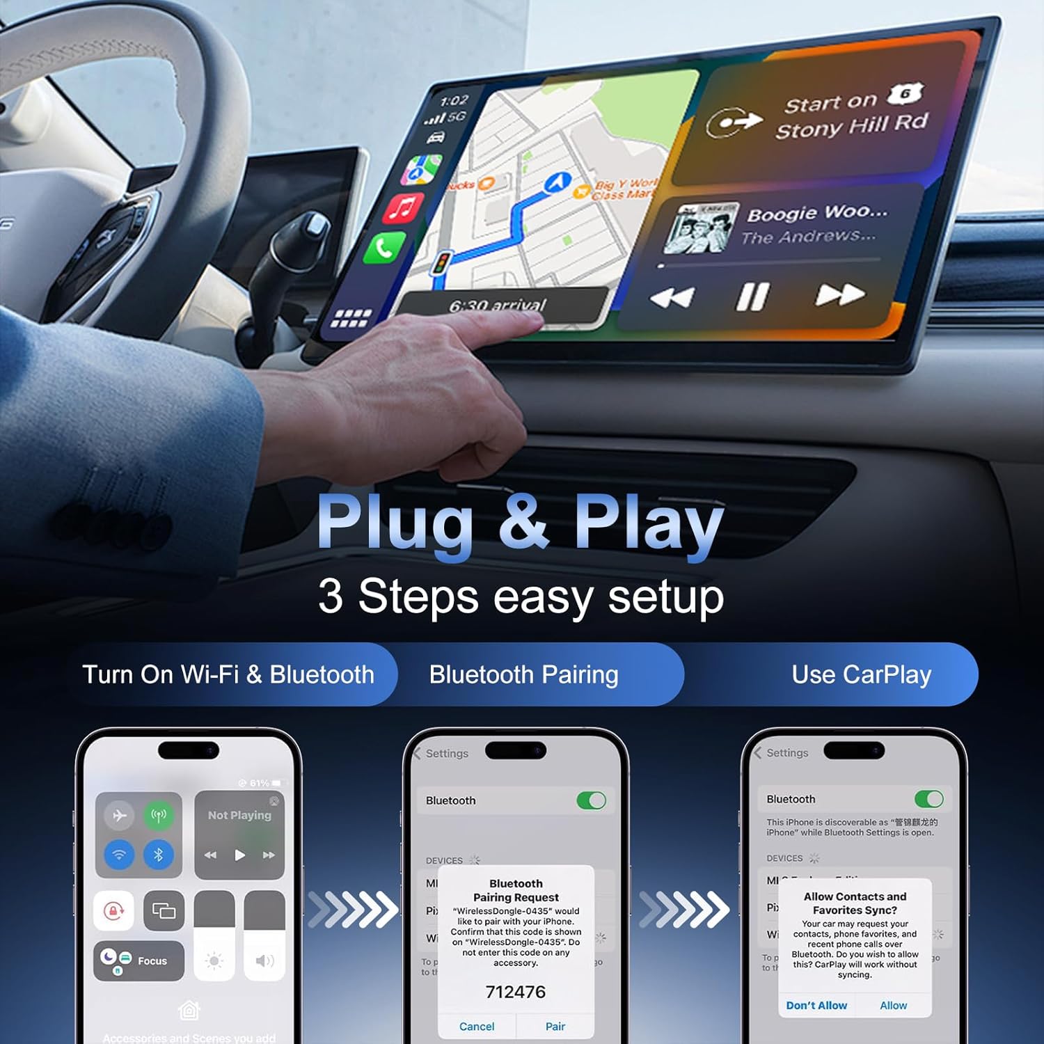 Mini Wireless Carplay Adapter for Apple iPhone/Android - Carplay Wireless Adapter Car Play Dongle Bluetooth and WiFi, [2026 Upgraded] - Image 7