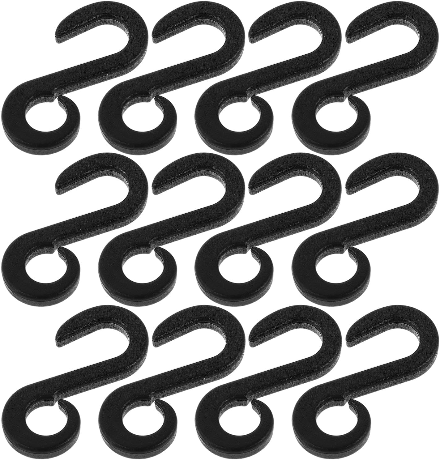 INOOMP 100pcs Plastic S Hooks Tent Guy Rope Clips Wind Rope Buckles for Outdoor Camping Tarps Canopies and Tent Fixing Accessories