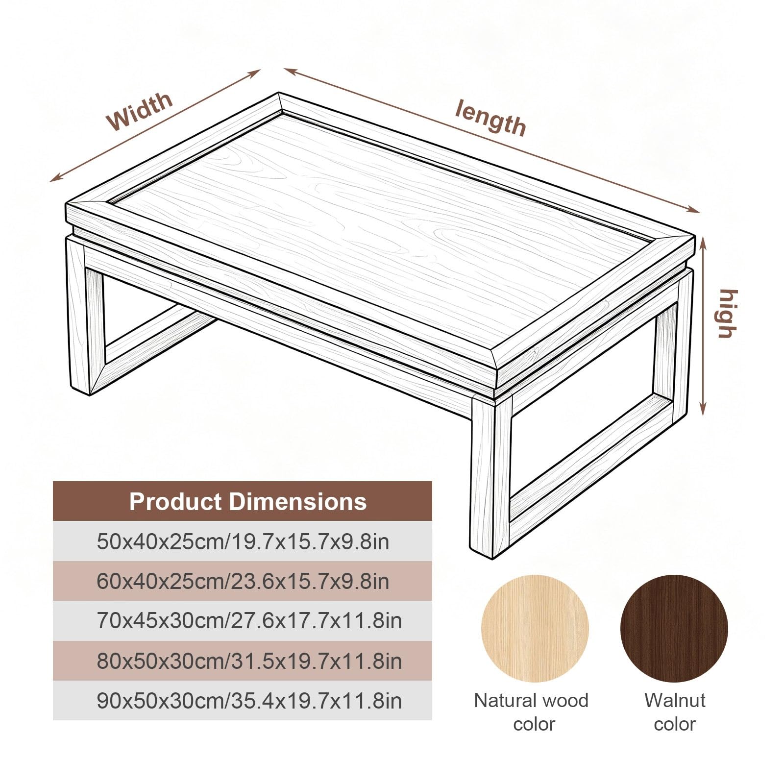 Mesa Centro Tatami Baja con Suelo Zen Japonés Madera Maciza Olmo