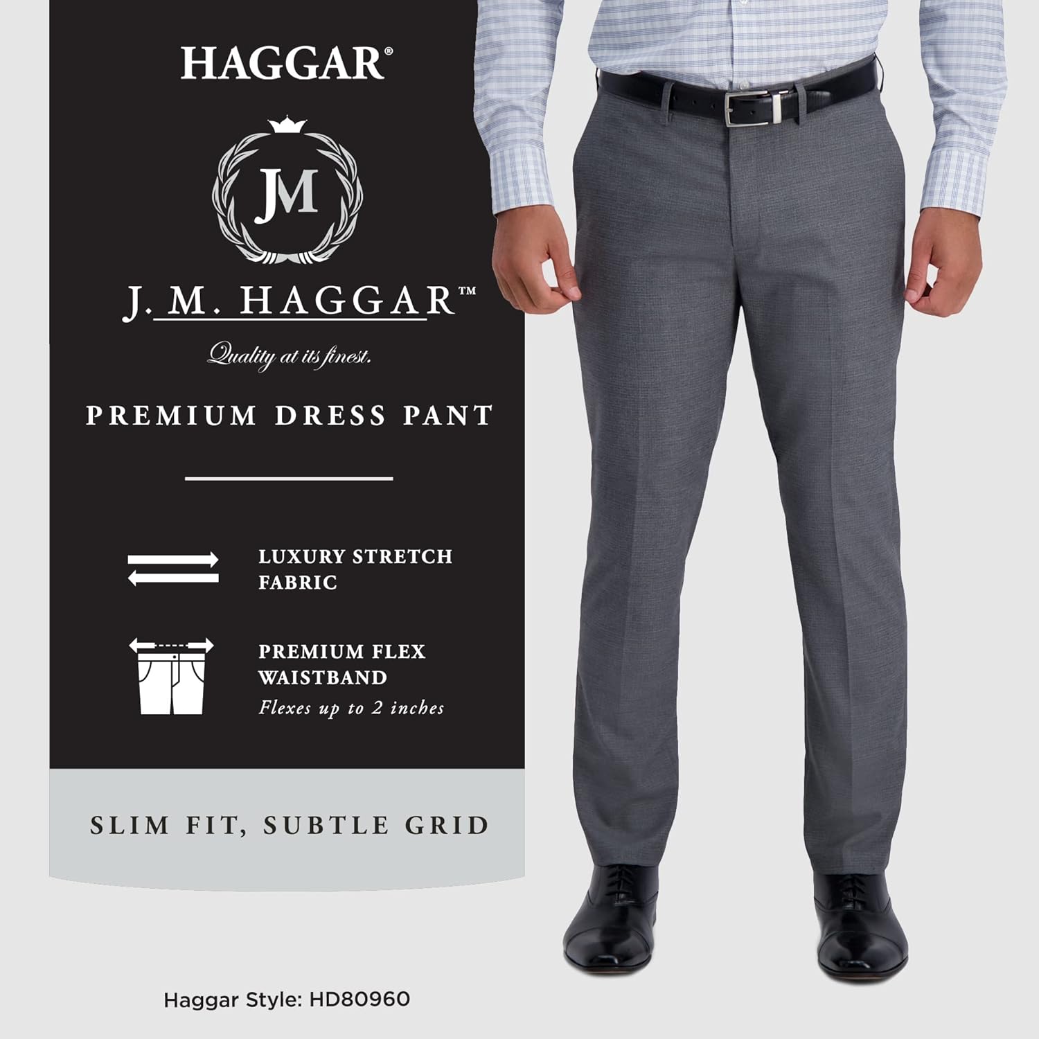 J.M. Haggar Mens 4 Way Stretch Slim Fit Flat Front Dress Pant - Image 5