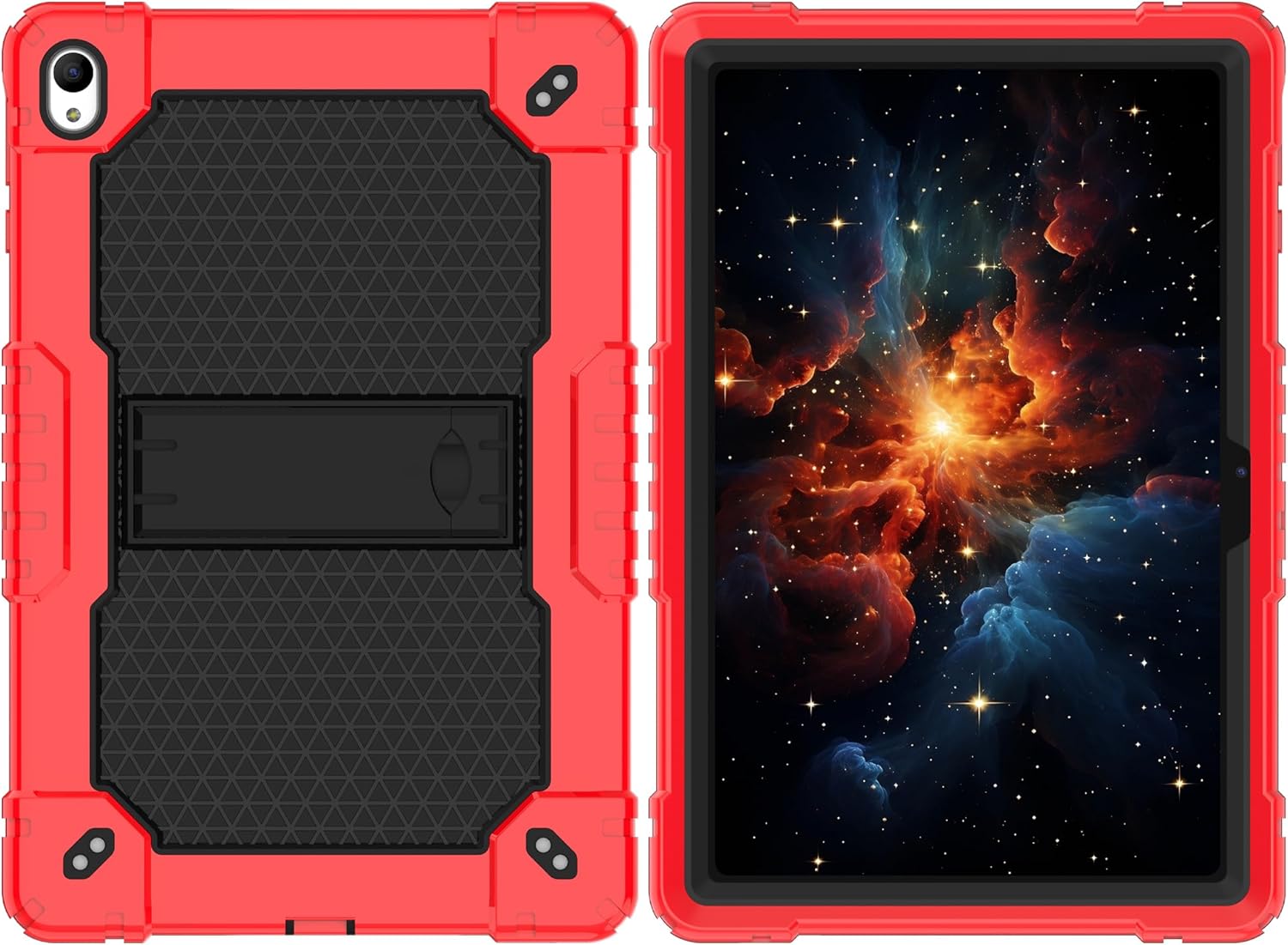 Case for Onn 7 inch Tablet Gen 4 2024: Heavy Duty Built-in Stand, Hard Back Shell, Protective Case with Screen Protector for Onn 7 2024 Model:100135924 Tablet (Red/Black/1 PC)