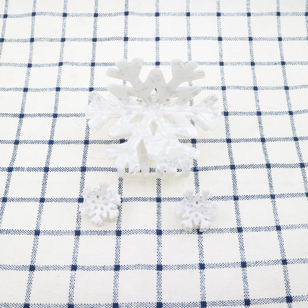 3PCS Snowflake Hair Claw Clips Set, Winter Themed Hair Accessories for Women & Girls, Cute Hair Grips Ideal for Christmas, Holiday & Daily Styling (2 Sizes) - Image 6