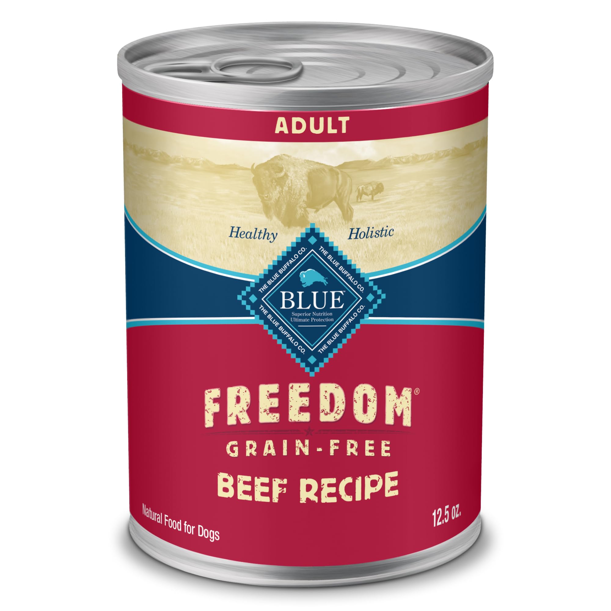 Blue Buffalo Freedom Grain-Free Wet Dog Food, Free of Glutens & Artificial Preservatives, Made with Natural Ingredients, Beef Recipe, 12.5-oz. Cans (