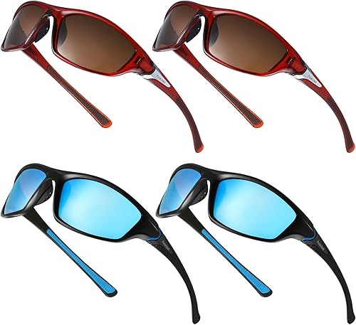 Miniatura 97 de TOODOO 4 Pairs Men Polarized Sunglasses with UV Protection Driving Glasses Sports for Sport Outdoor Activities