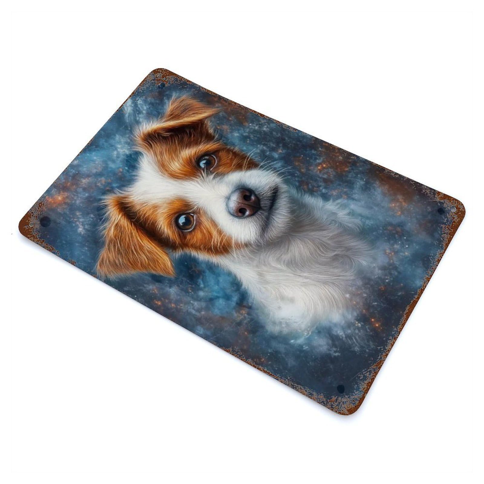 Jack Russell Terrier Puppy 11.8"x7.9" Rusty Metal Tin Sign, Novelty Wall Decor for Cafe, Home Bar And Lounge Decor