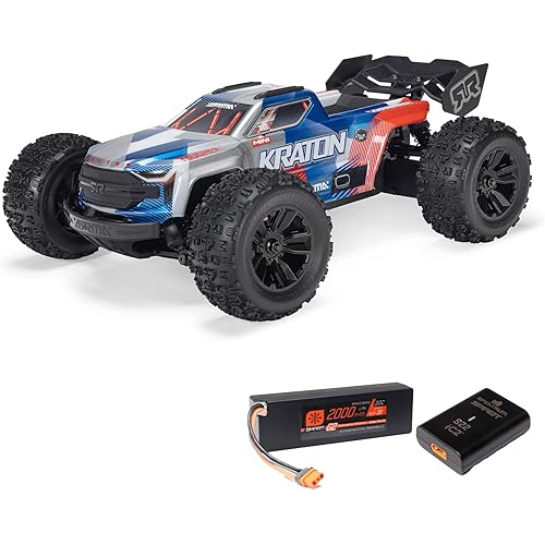 ARRMA 1/16 Mini Kraton 3S DSC 4X4 RTR Brushless Speed Truck (3S Battery & Charger Included), Red/Blue, ARA2508ST1