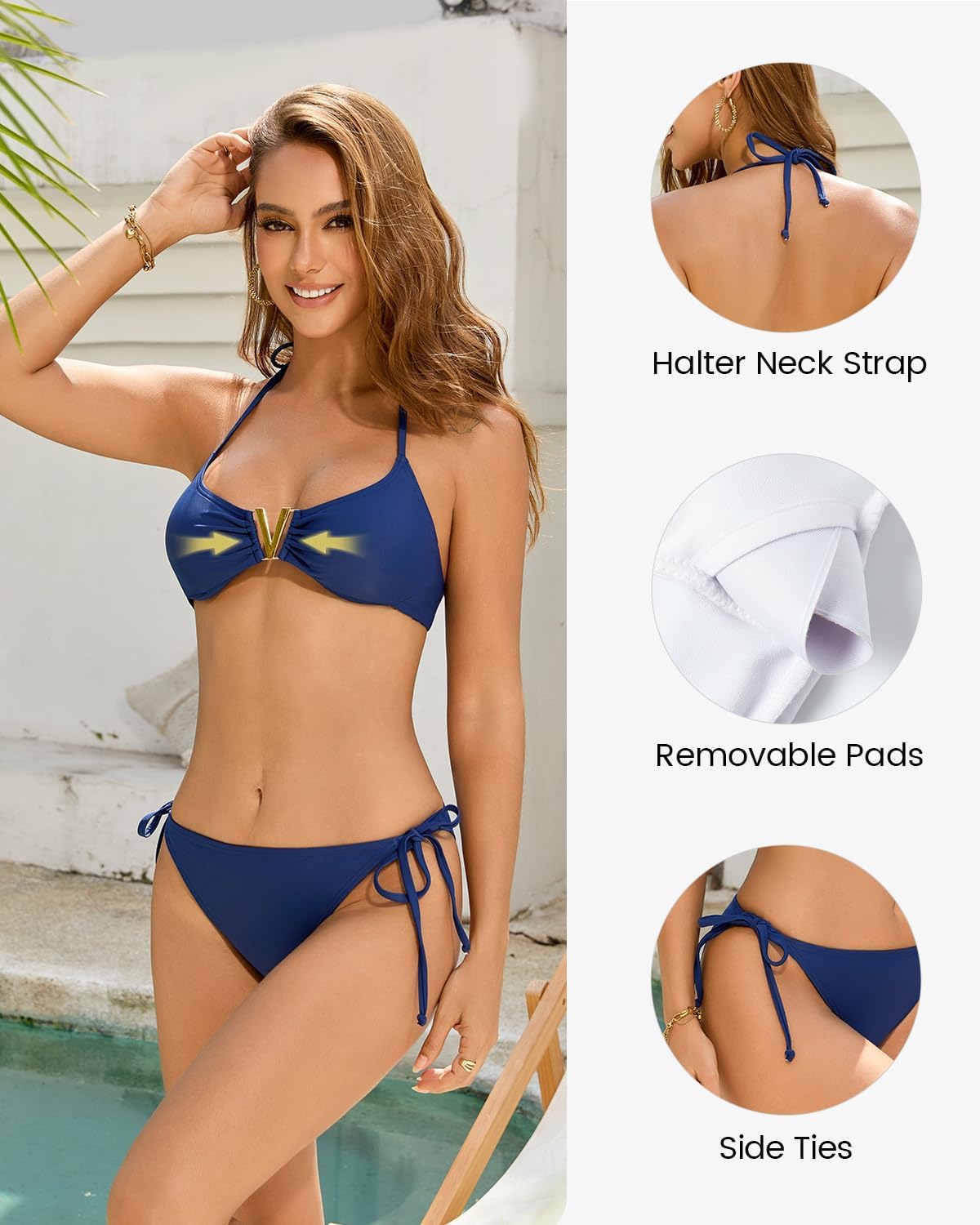 Cromi Bikini Sets for Women Halter String Two Piece Bathing Suit Triangle Swimsuit with Tie Bottoms - Image 4