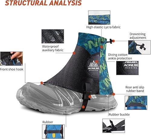 Miniatura 3 de ADABOO Polainas bajas para senderismo, para correr, tobilleras para senderismo, a prueba de arena, cubiertas de tobillo envolventes para zapatos,