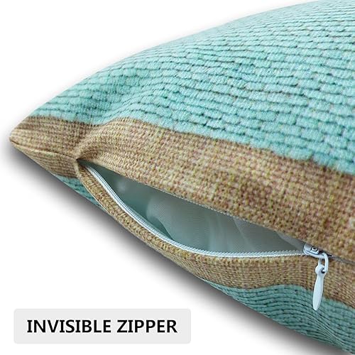 Miniatura 4 de KUKNOS Juego de 2 fundas de almohada decorativas beige y verde azulado de 20 x 20 pulgadas, fundas de almohada color azul claro para sofá, sala de