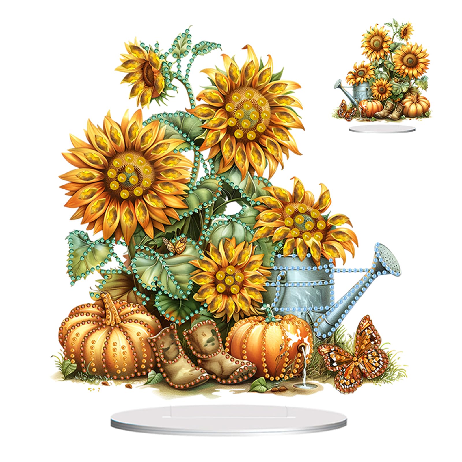 DIY Diamond Dots Desktop & Tabletop Ornament with Stand,Crystal Special Shaped 5D Diamond Art Kit for Adults - Home Office Desk Decor, Relaxing Craft Gift Idea(Autumn Sunflower)