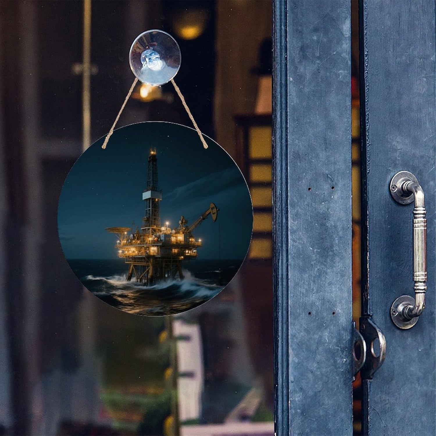 Starry Drilling Platform Painting Wood Painting