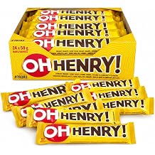 OH HENRY Chocolate Candy Bars, Full Size 58g/2.05oz Pack of 24, Imported from Canada, Individually Wrapped, Original Bulk Box, Packed by Pistek with Bonus Japanese Candy