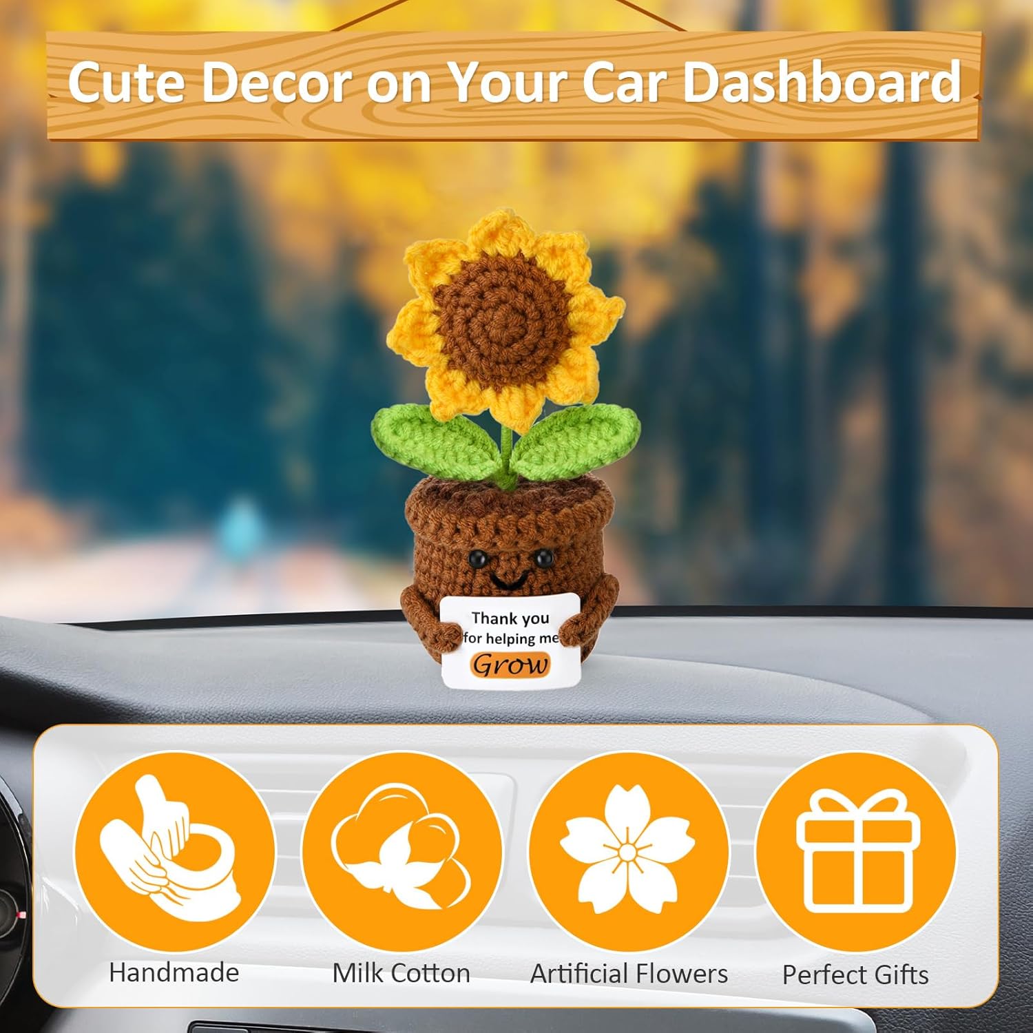 Sunflower Teacher Appreciation Gifts Thank You Gifts for Women Teacher Coworkers Boss Emotional Support Crochet Sunflower for Mom - Image 7