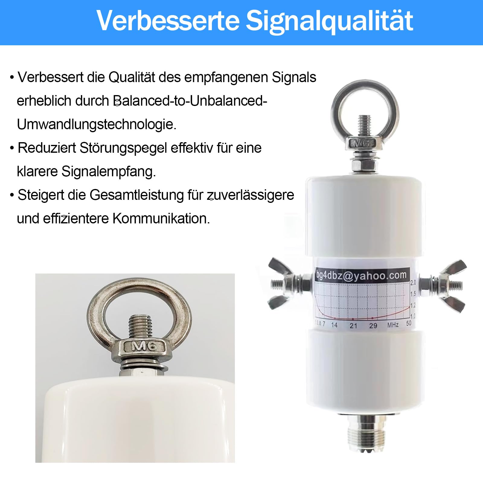 AURSINC Kurzwellenradio-Balun-Antenne 1:1-Balun, Frequenzbereich 1–50 MHz, 500 Watt Amateurfunkanenne mit UHF-Female-Stecker (SO-239) (DIY-wasserdichte Antenne)
