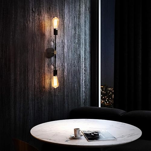 Edison - Lámpara de techo, lámpara de pared vintage, máximo 2 x 60 W E26 E27 Industrial Retro Loft luz con brazos de iluminación ajustables, mesita