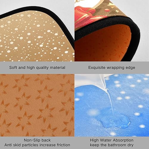 Miniatura 2 de Juego de 2 alfombras y tapetes de cocina con texto en inglés "Merry Christmas" con diseño de muñeco de nieve, 2 piezas, antideslizantes, lavables,