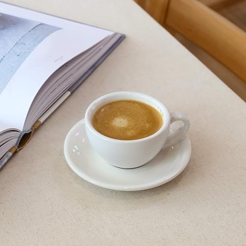 Miniatura 8 de LE TAUCI Demitasse Tazas de café de 3 onzas con platillos, taza de café Demitasse para shot, Lungo, Ristretto - 3 pulgadas, juego de 4, color blanco