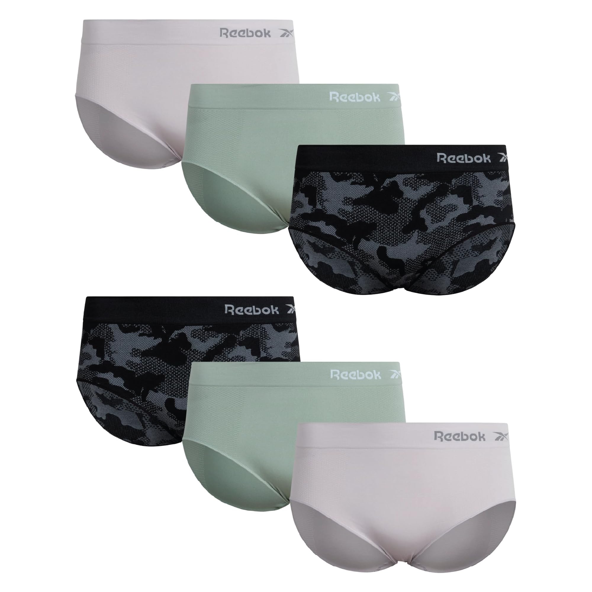 Reebok Womens Hipster Underwear - 3/6 Pack Plus Size Performance Tag Free Hipster Panties Seamless Underwear for Women