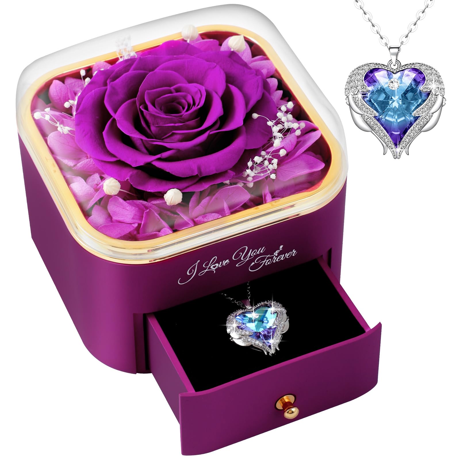 Romantische Teddybeer Behouden Roos Hart Ketting Geschenk