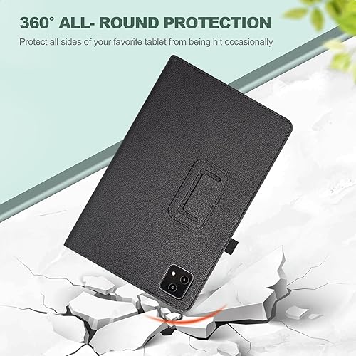 Miniatura 3 de Funda para tablet T-Mobile Revvl Tab 5G - Funda de piel sintética con soporte para lápices, color negro