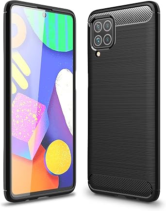Case Compatible with Samsung Galaxy M62 Case Compatible with Galaxy F62 Case, Carbon Fiber Texture Design Cover Shock Absorption Compatible with Samsung Galaxy M62/ Galaxy F62 Black