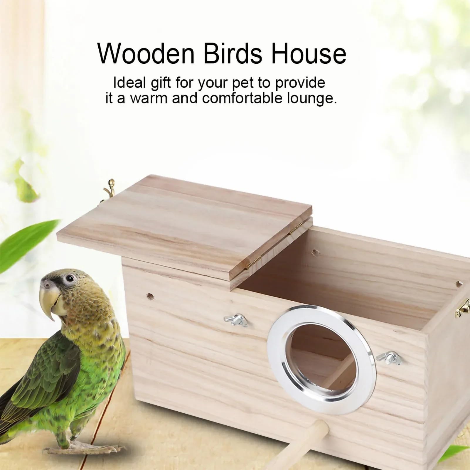 Casita pajaros Exterior Caja Nido de Pájaro de Madera, Cajas duraderas for cría de pájaros Cockatiel, decoración de casa de jardín al Aire Libre