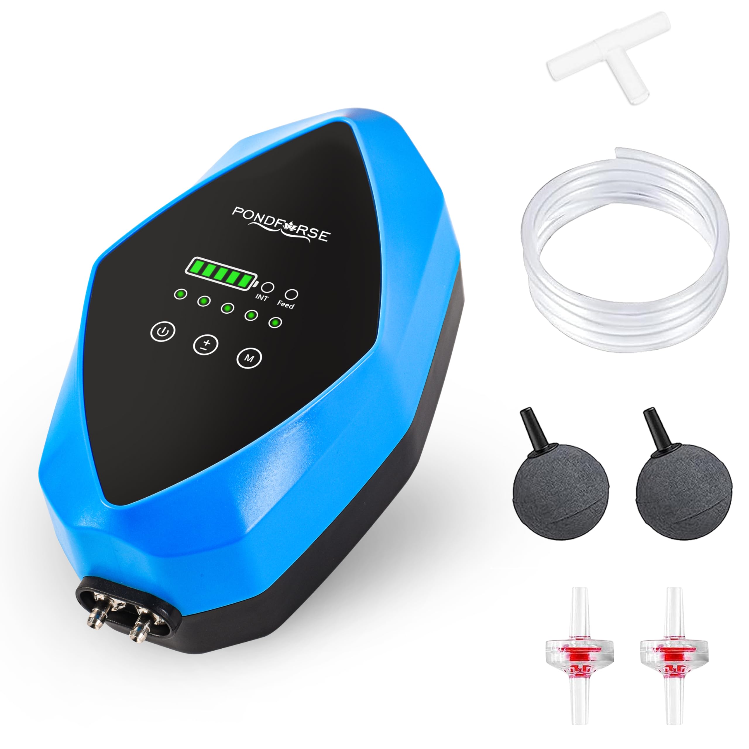 Quiet AC/DC Aquarium Air Pump for up to 600 Gals Tank, 4W/6W Portable Battery Powered Air Pump with Long 48 Hours Battery Life, 2-Outlet Oxygen Pump for Outdoor Fishing