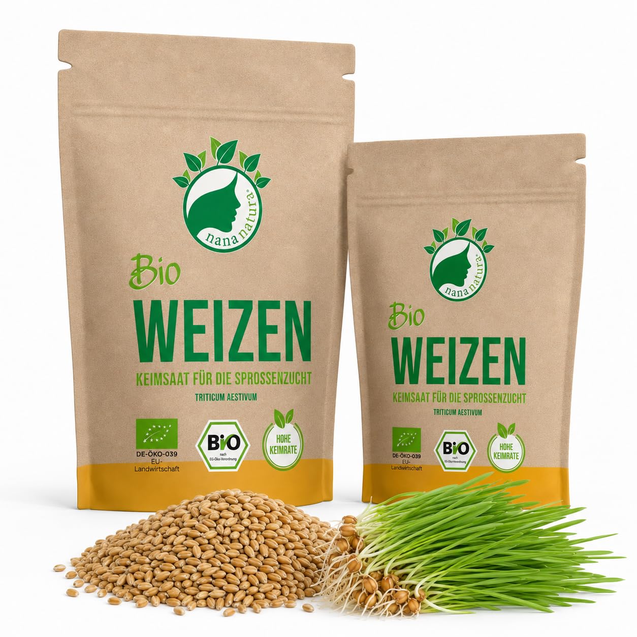 NanaNatura's Bio Sprossen Samen | Keimfähige Saaten zur Sprossenzucht | Microgreens fürs Sprossenglas | geprüft & abgefüllt in Deutschland