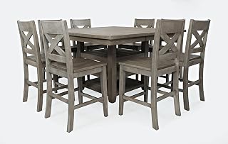 Jofran Outer Banks Coastal Reclaimed Pine 60" Nine-Piece Counter Height Dining Set, Driftwood Gray