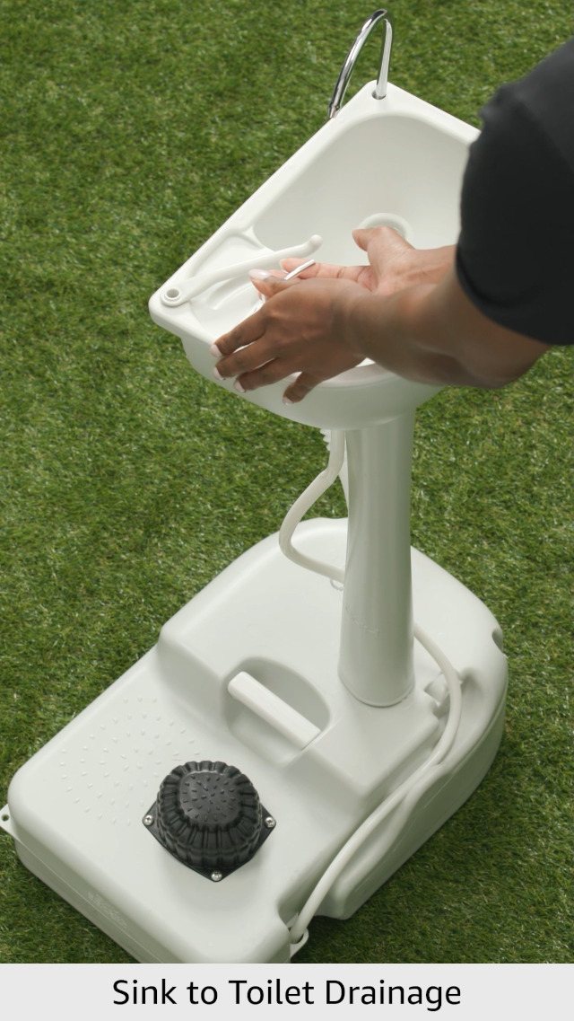 Image of Outvita Portable Sink and Toilet Combo, 5 Gallon Hand Washing Station & 5.3 gallon Flushing Toilet, Detachable Wastewater Recycled Perfect for Outdoor Camping RV Travel Boat