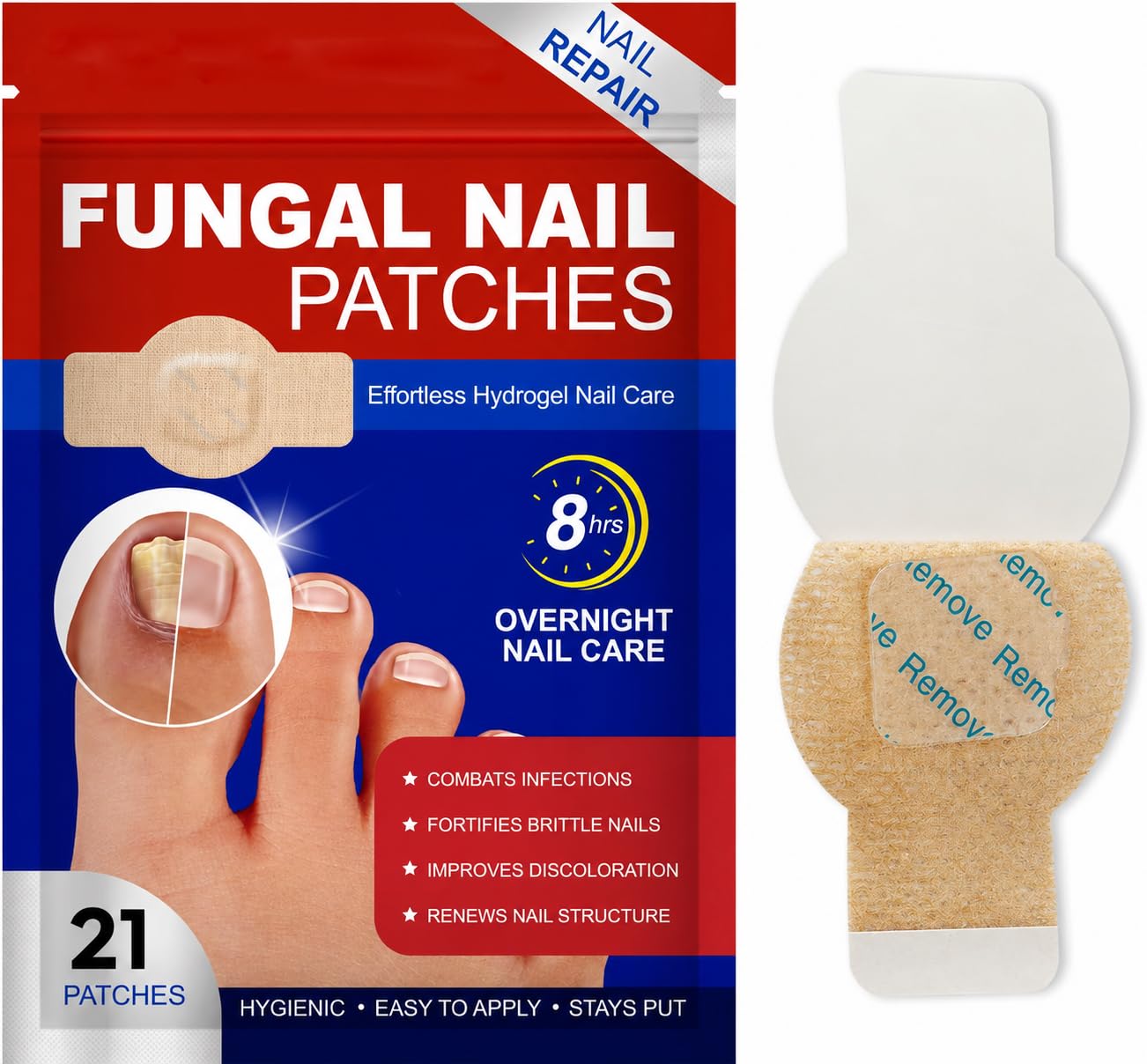Nail Protection and Care Patches | Overnight Nail Conditioning Solution for Toenails, Fingernails and Healthy Nail Appearance, 21 Pcs-image-8