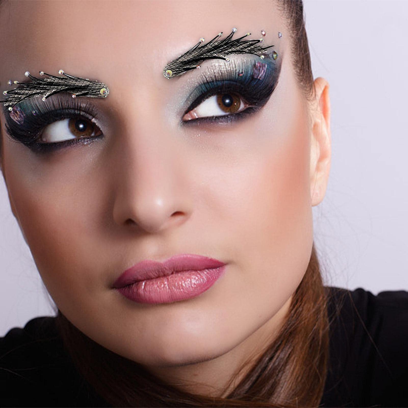 weiting Sopracciglia artificiali in capelli veri,sopracciglia finte – | sopracciglia finte autoadesive fatte mano,sopracciglia finte artificiali in capelli veri per feste in maschera di Halloween