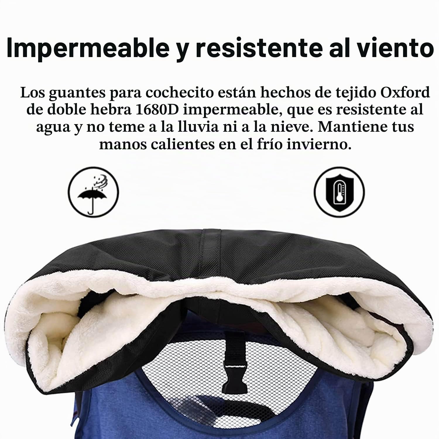 Calentador de manos para cochecito de bebé, tamaño universal, accesorio para cochecito, manguito con franela cálida, guantes de manopla para impermeable y resistente al viento, mantiene las manos