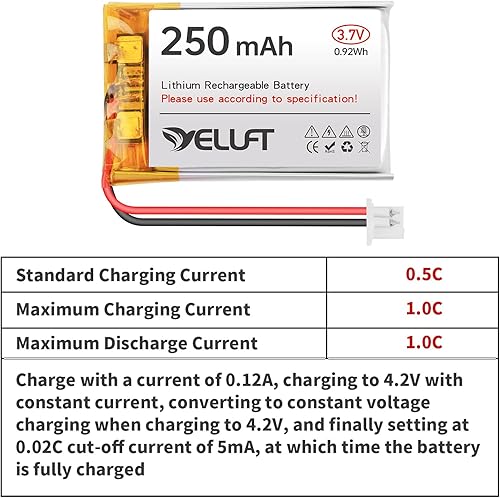 Miniatura 5 de 2pcs 3.7V 250mAh batería de polímero de litio 1S 1C 402030 baterías recargables con placa protectora y enchufe JST1.25 para dispositivo electrónico
