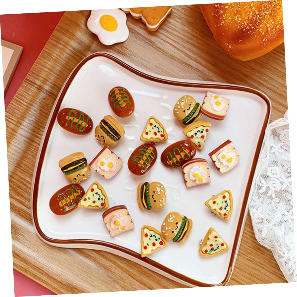 BESPORTBLE 10pcs Food Brooch Creative Cartoon Accessories for Clothing Bags Hats and Delicate Toast Design for Boys and Girls and Fashion