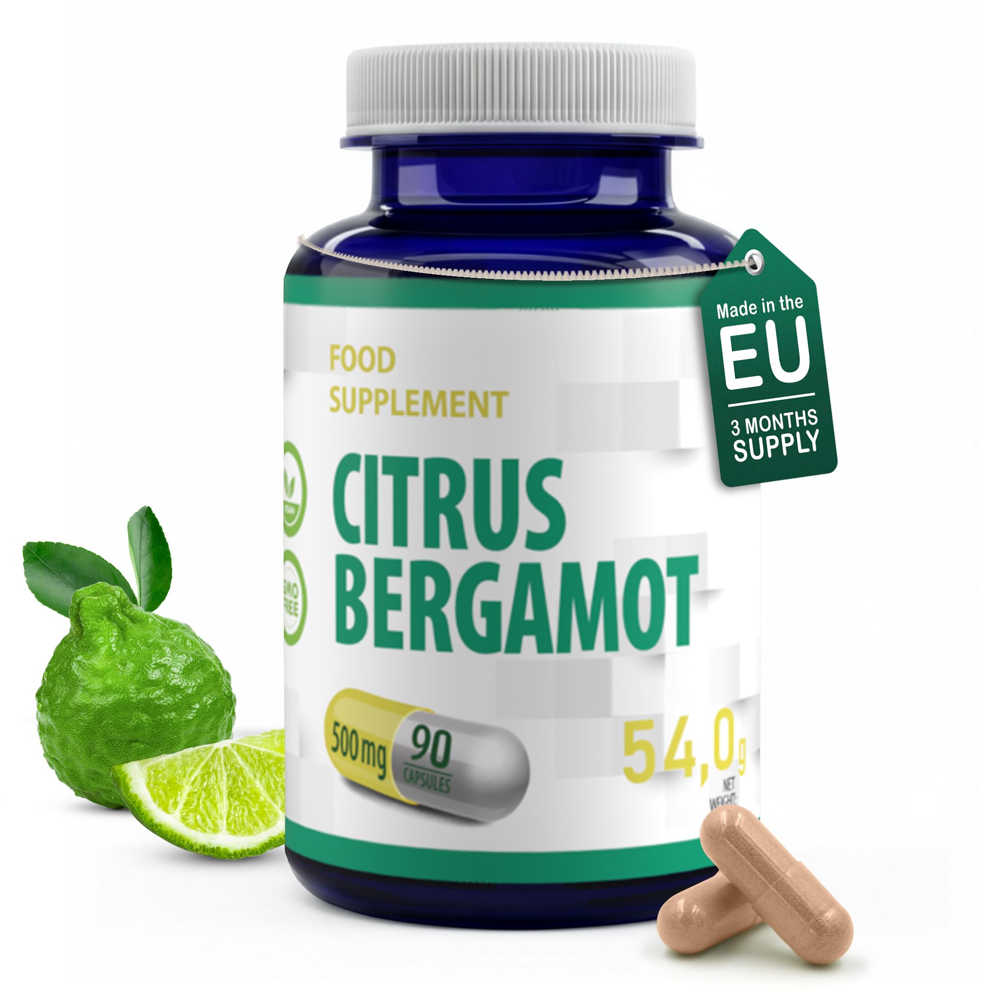 Hepatica Citrus Bergamot Extract 500mg – 90 Vegan Capsules | High-Strength Supplement | 3rd Party Lab Tested | No Fillers or Bulkers