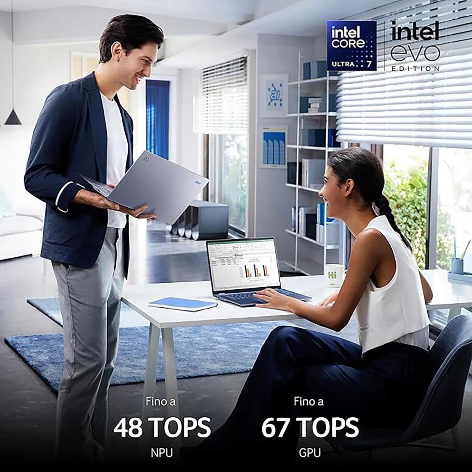 acer Swift 14 AI Laptop | Display 14” WUXGA OLED | Intel Core Ultra 7-258V | 32 GB RAM | 1024 GB SSD | Copilot+ PC | Windows 11 | QWERTY | PC Portatile IA, Intel Core Ultra 7 258V, 14"