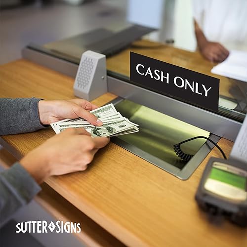 Miniatura 6 de Paquete de 3 calcomanías de solo efectivo, letrero de solo efectivo para negocios, calcomanías adhesivas de vinilo resistentes a la intemperie