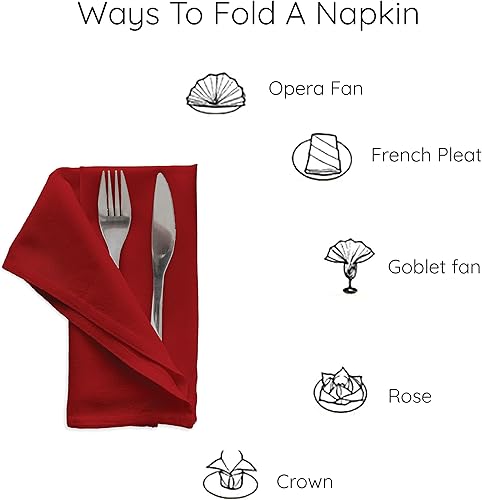 Miniatura 8 de Encasa - Servilletas de tela de algodón, juego de 12, tamaño 17 x 17 pulgadas, color rojo oscuro, lavables a máquina