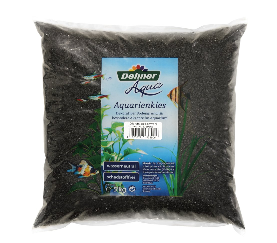 Dehner Aqua - Grava Brillante para acuarios, Grano 2-3 mm, 5 kg, Color Negro