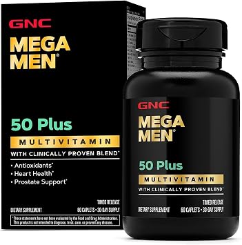 GNC Mega Men 50 Plus Multivitamin for Men, Heart & Prostate, 60 Count