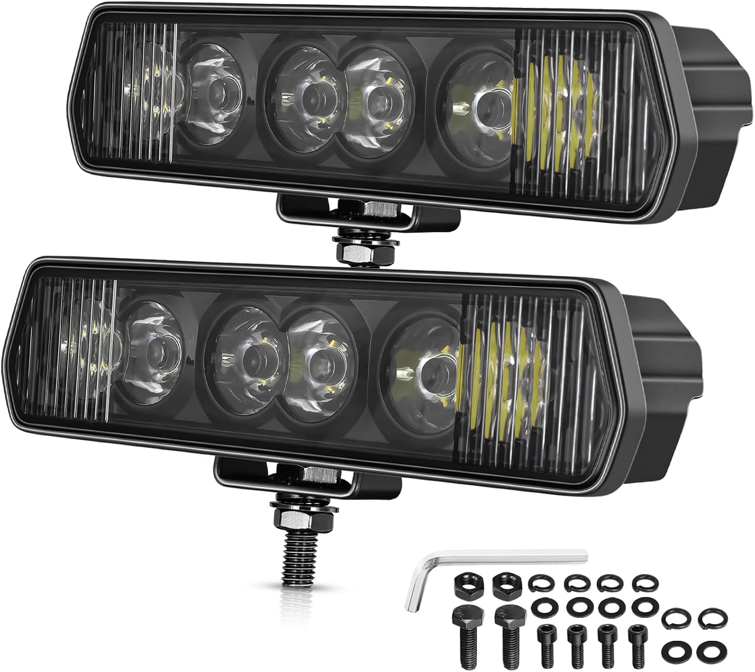 OFFROADTOWN 60W CREE LED 6 Inch Combo LED Light Bars Waterproof Light Pods Bumper Mounts Work Lights for E-Bike Toyota Honda Nissan Jeep Ford Off-Road Vehicles